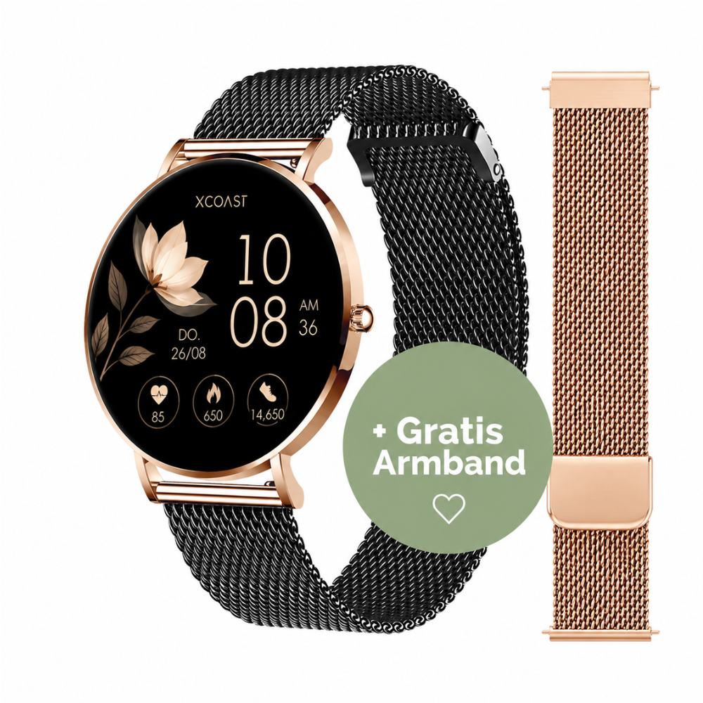 SIONA 2 Smartwatch Damen Set – 2 Armbänder inklusive, 7 Tage Akku