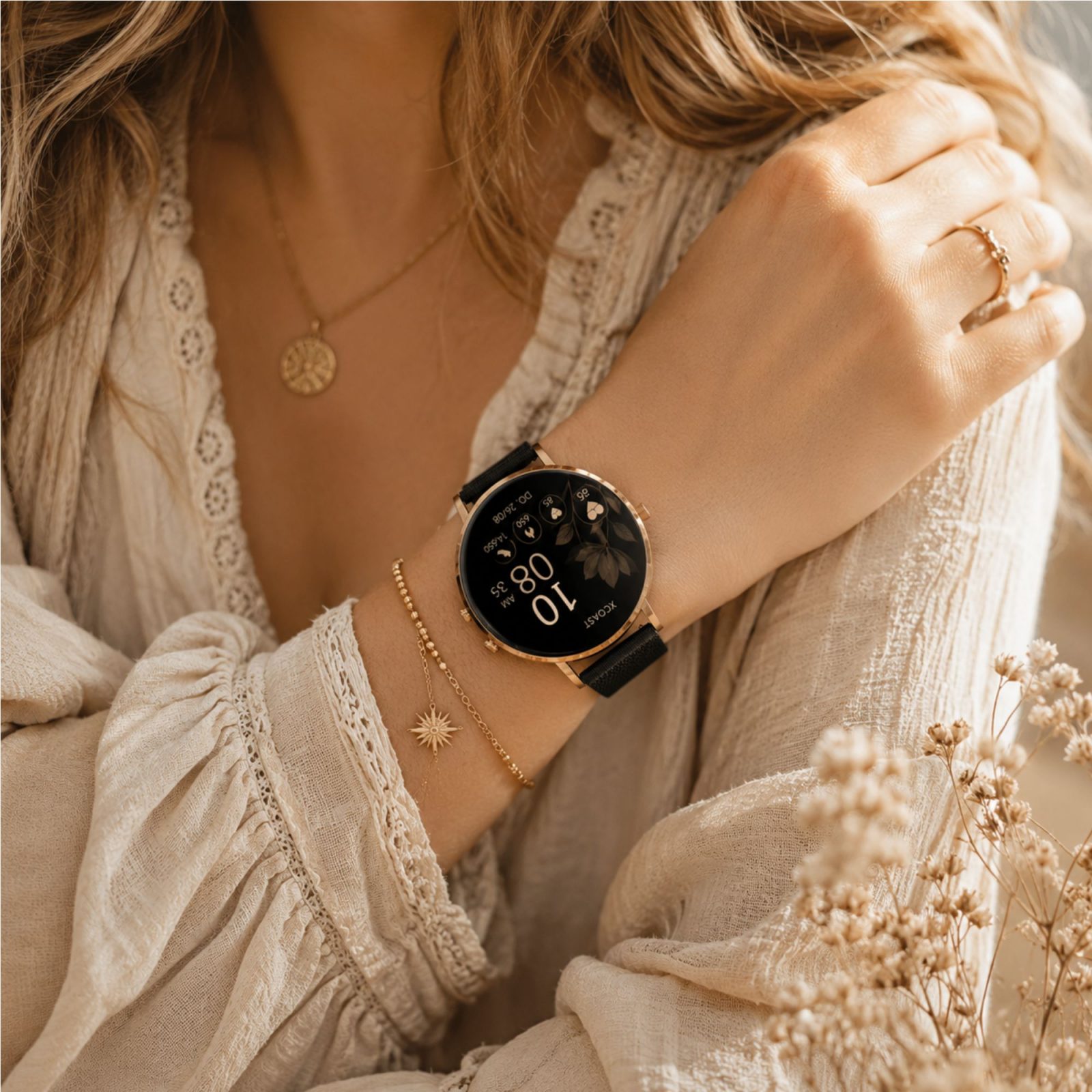 Smartwatch Damen gold wasserdicht