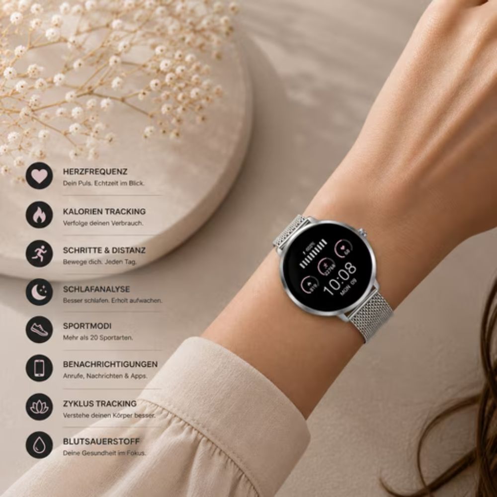 Damen Smartwatch aus Edelstahl 316L