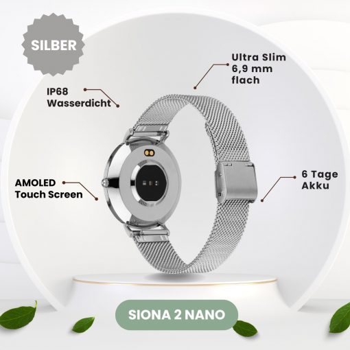 Mini Smartwatch Smartuhr Silber Damen