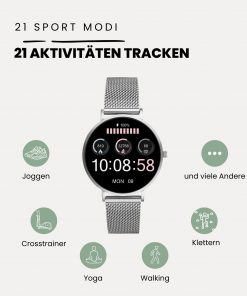 Mini Smartwatch Smartuhr Silber Frauen