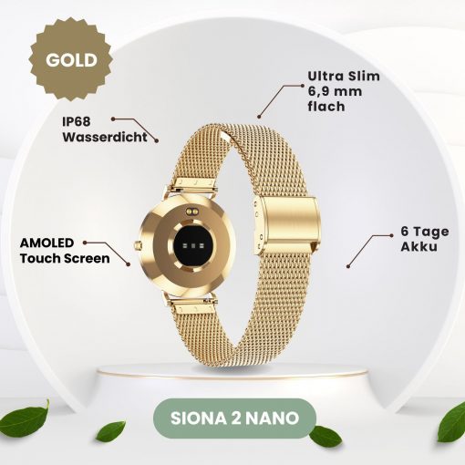 Mini Smartwatch Smartuhr Gold Damen