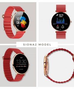 XCOAST 570480-G Damen Smartwatch SIONA2 Echtlederarmband Rot