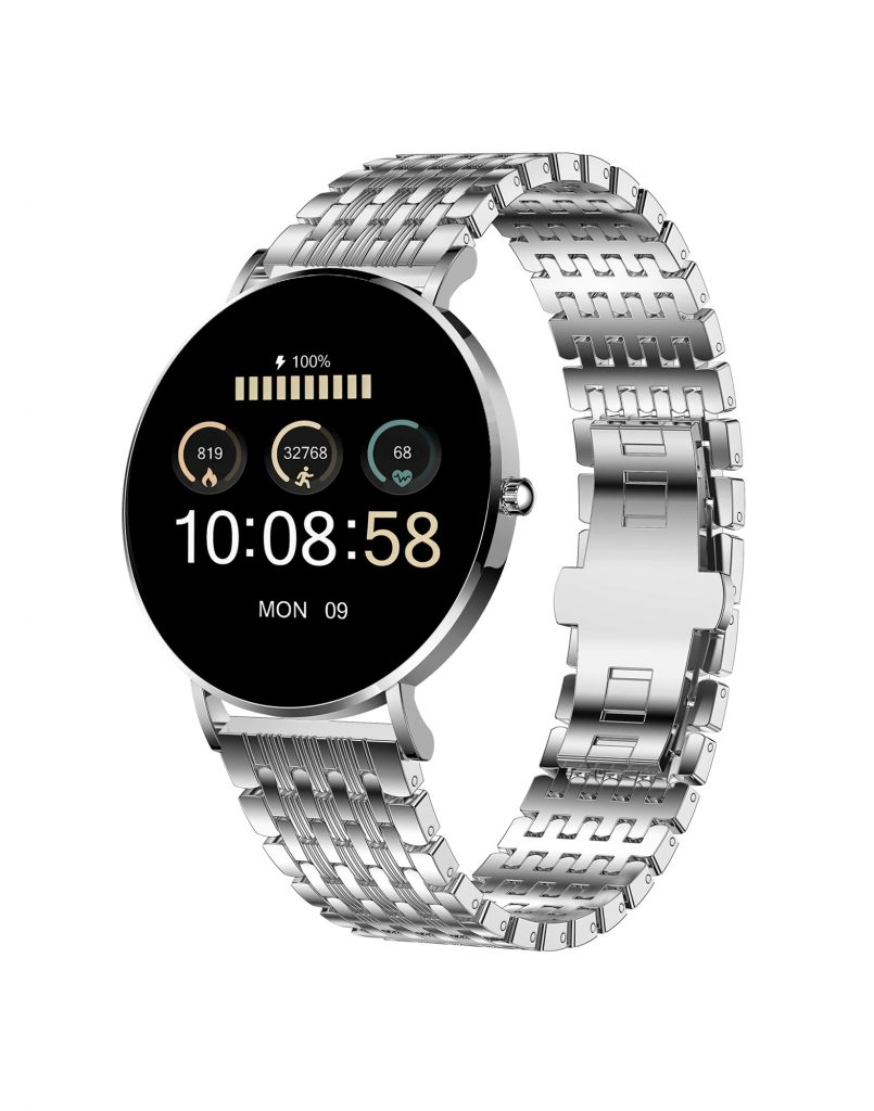 570481-Frauen-Smartuhr in Silber mit Touchscreen