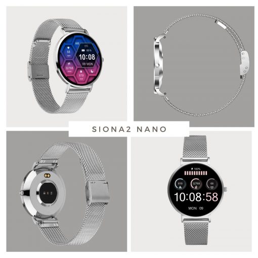 Smartwatch klein SIONA2 Nano silber rund