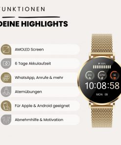 Nano Mini Smartwatch Smartuhr Gold Damen