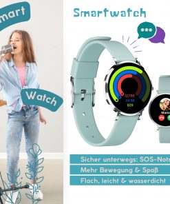 Kinder Smartwatch Mintgrün SOS Taste Sicherheit