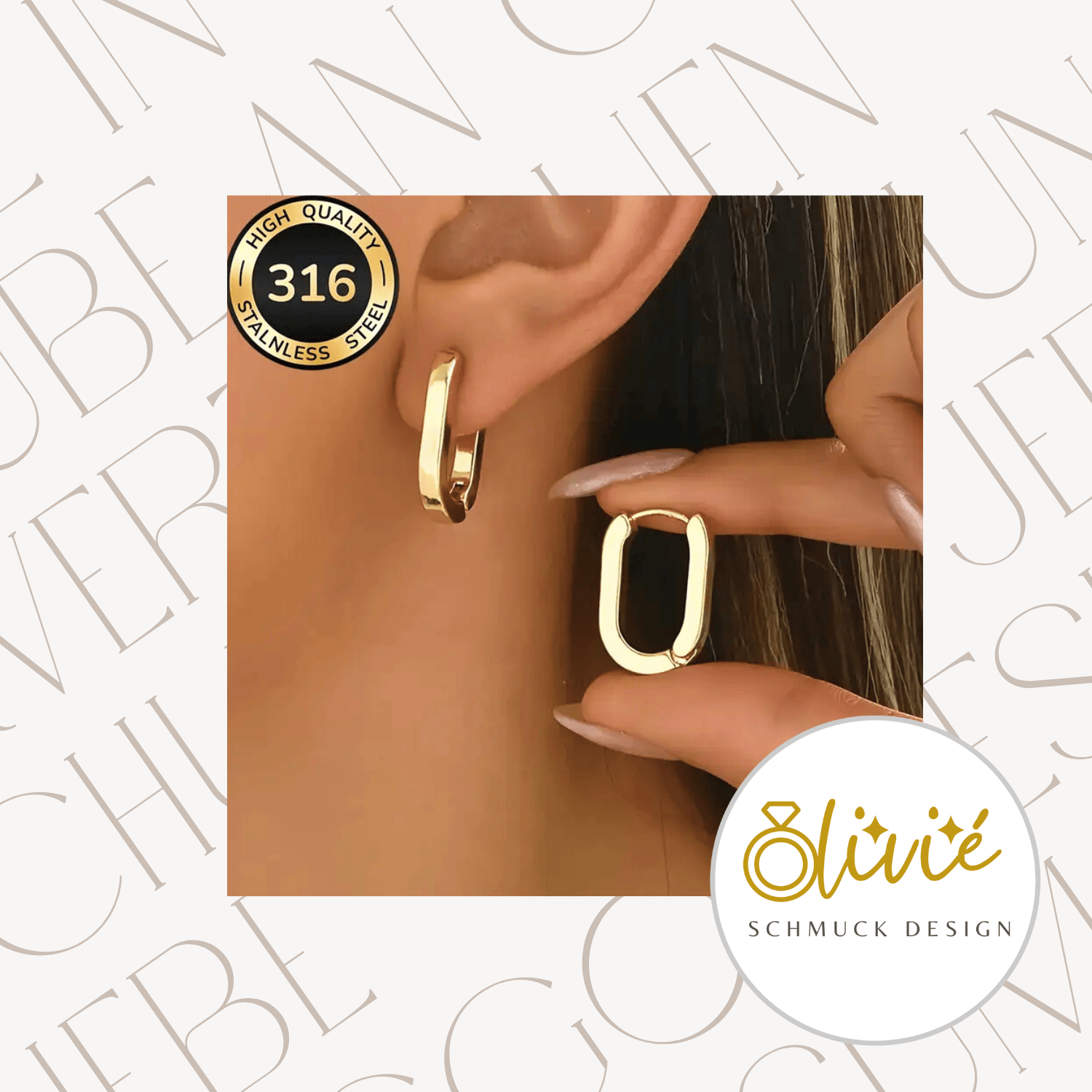 Elegante Damen Ohrringe aus 316L Edelstahl – 18K vergoldet, hypoallergen & farbbeständig