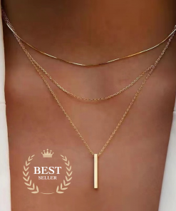 Minimalistische Gold Halskette für Damen – Stab Anhänger