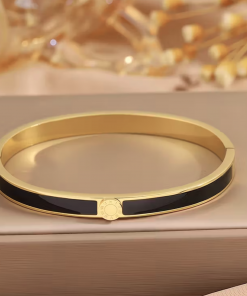 Elegantes Damen Armband schwarz goldfarben