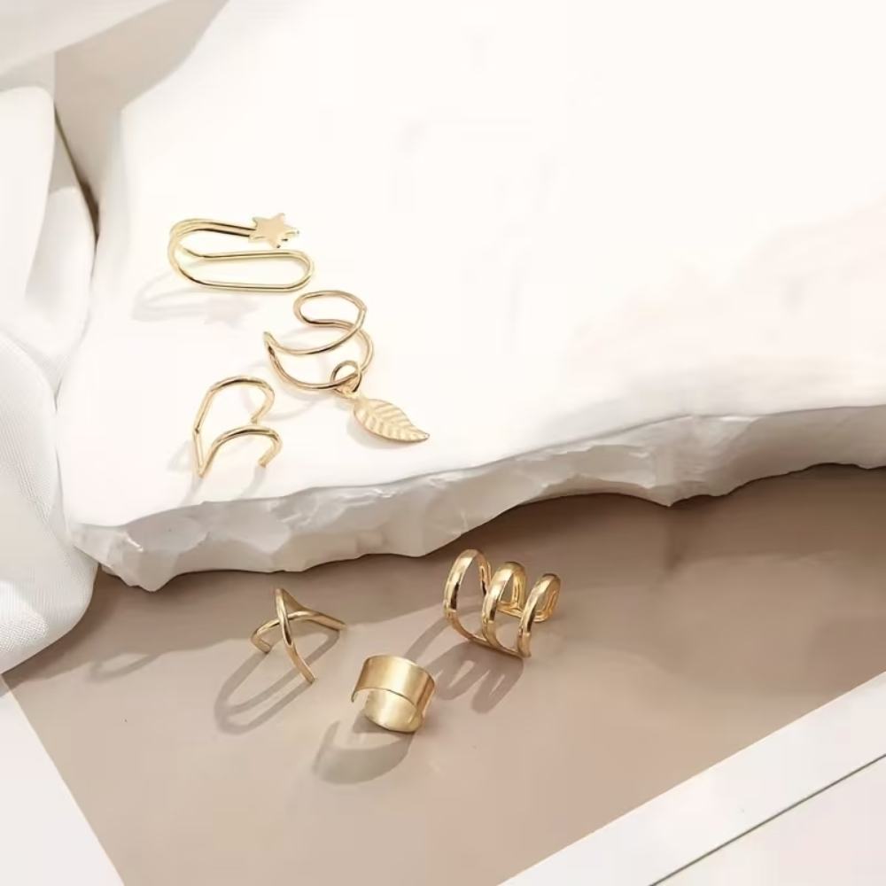 11-teiliges Ohr-Cuffs Set Gold – Clip-Ohrringe ohne Piercing für Damen & Teenager – Bild 5
