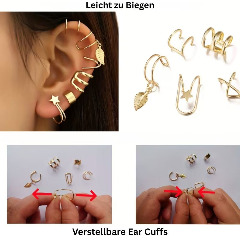 11-teiliges Ohr-Cuffs Set Silber – Clip-Ohrringe ohne Piercing für Damen & Teenager – Bild 2