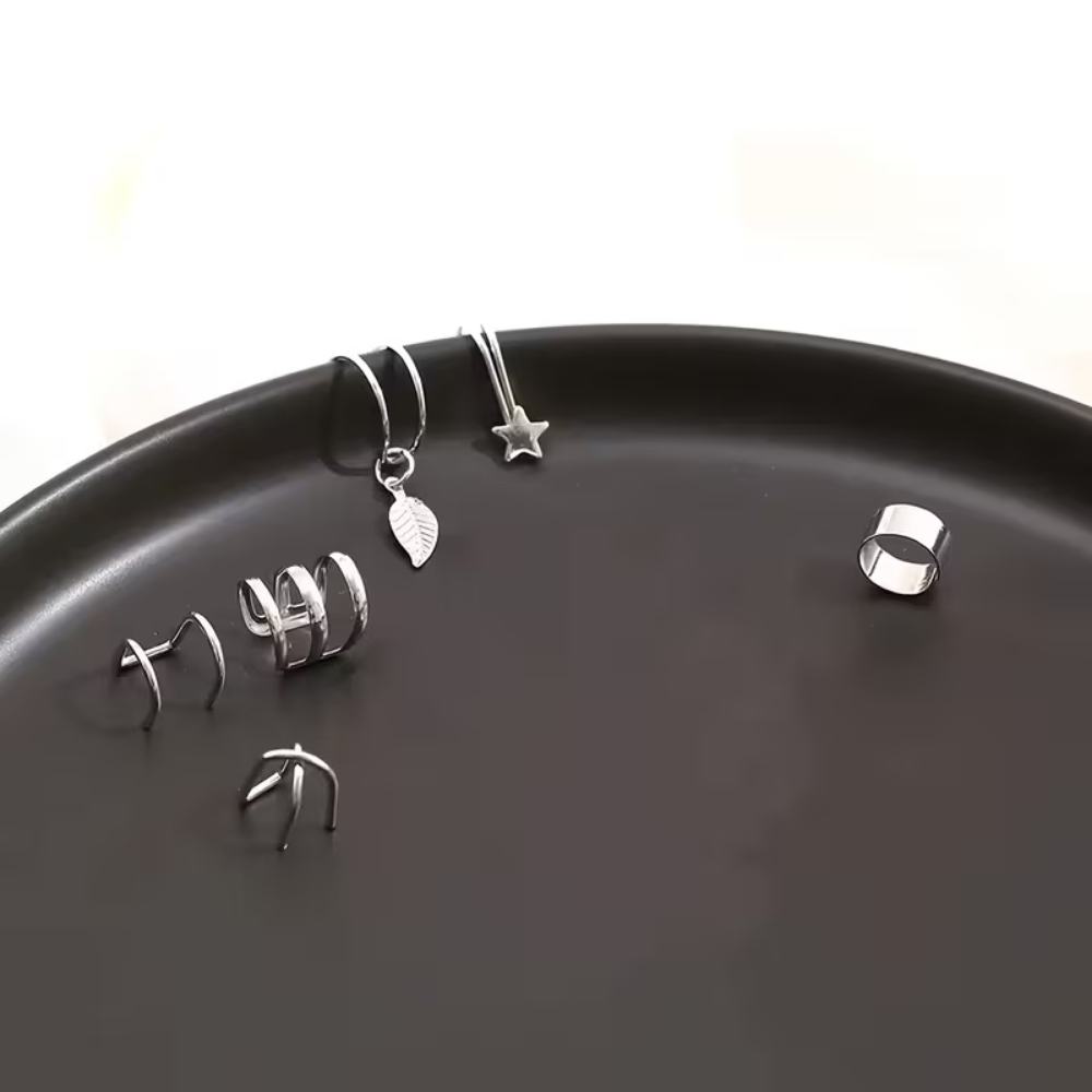 11-teiliges Ohr-Cuffs Set Silber – Clip-Ohrringe ohne Piercing für Damen & Teenager – Bild 3