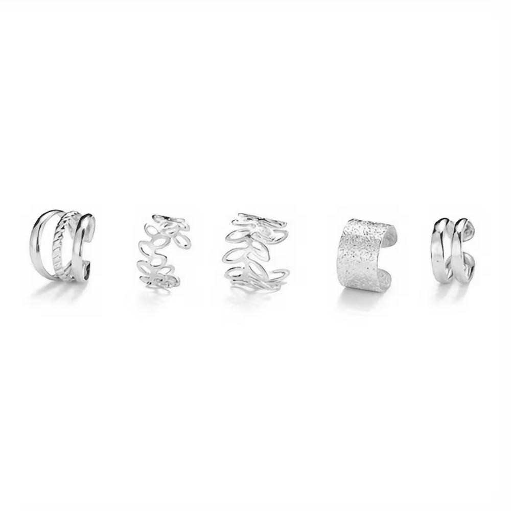 11-teiliges Ohr-Cuffs Set Silber – Clip-Ohrringe ohne Piercing für Damen & Teenager – Bild 4