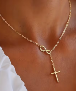 Goldfarbene Kreuzkette Damen