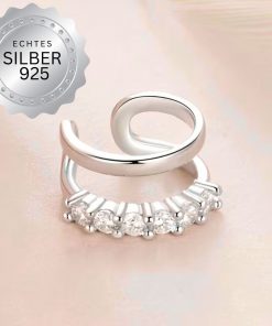 Ear Cuff 925 Sterling Silber ohne Piercing mit Zirkonia