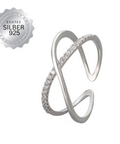 Alternative view of Damenring 925 Sterling Silber – Verstellbar mit Zirkonia, doppellagig & elegant
