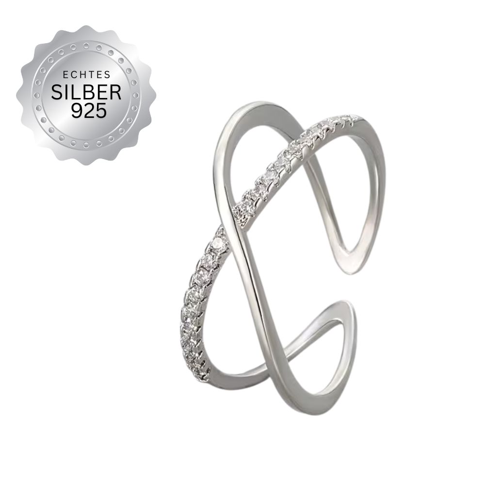 Damenring 925 Sterling Silber – Verstellbar mit Zirkonia, doppellagig & elegant – Bild 2