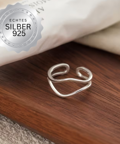 Alternative view of Damenring 925 Sterling Silber – Verstellbarer Wellenring minimalistisch & elegant