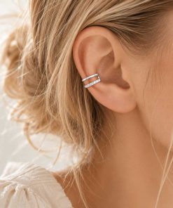 Ear Cuff 925 Sterling Silber ohne Piercing – Geometrischer Ohrschmuck mit Zirkonia, hypoallergen & modern